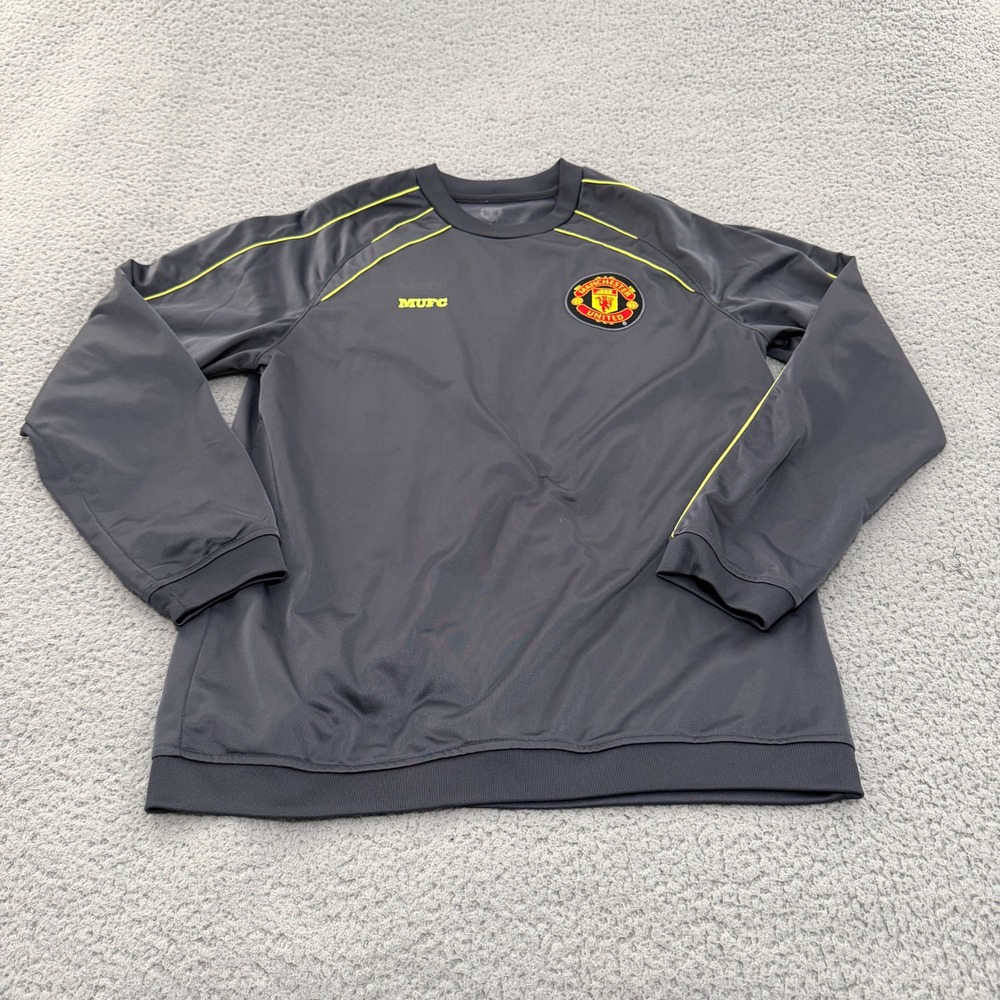 Manchester United Jersey Shirt Mens Medium Soccer Training Grey MUFC Long Sleeve